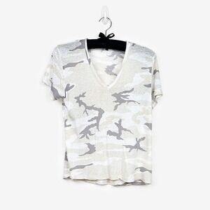 Rails Cara Tee Stone Camo Size XS Linen Blend Short Sleeve Casual Summer T-Shirt